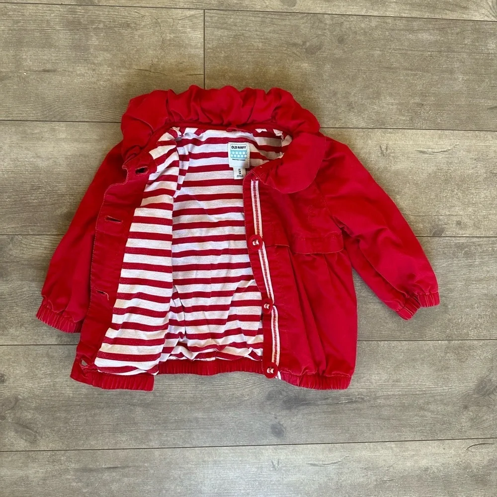 Y2K Old Navy Red White Button Coat Jacket 2T Toddler Girl  Vguc